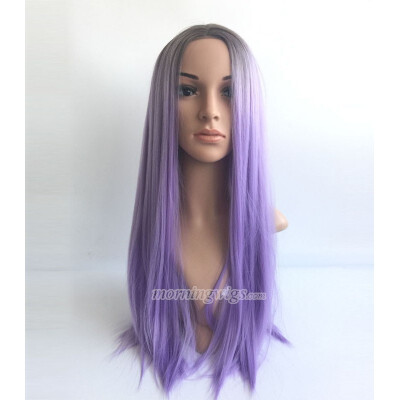 

FASHION 20 INCHES BLACK OMBRE PURPLE SYNTHETIC LACE FRONT WIG