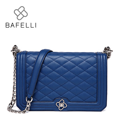 

BAFELLI women bags split leather diamond lattice chains blue shoulder bags handbags women famous brands crossbody bag for women