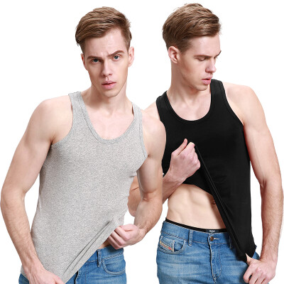 

Heng Yuan Xiang ZC-303 Men's Vest Cotton Underwear Men's Tight Top Thin Sleeve Tattoo Sports Hurdle Underwear Black and White 2 Pack 180/105