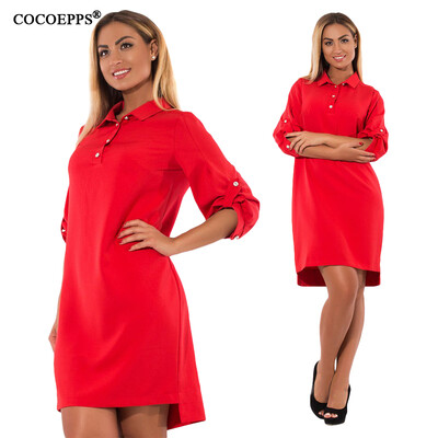 

COCOEPPS Autumn Winter New women Dresses Casual Plus Size Loose Ladies Office Dress Big Size Three Quarter Blue Vestidos 5XL 6XL