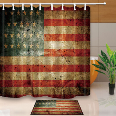 

71 X 71 Inch American flag digital printing Anti Bacterial Waterproof Polyester Shower Curtain