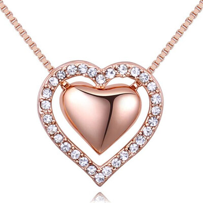

Crystal Heart Necklaces Pendants For Women High Quality Gift Bride Wedding Vintage Fashion Jewelry 26565