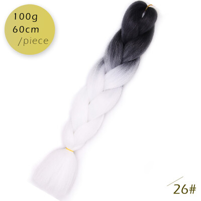 

AISI HAIR 100gpcs 24inch Kanekalon Jumbo Braids Hair Ombre Two Tone Colored Synthetic Hair for Dolls Crochet Hair