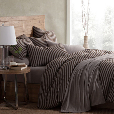 

BoYing Home Knitting BEYOND Bedding set Knitted cotton cotton cotton cotton sets Simple stripes Japanese bedding set made of cotton - bed for breakfast Mocha 15 m