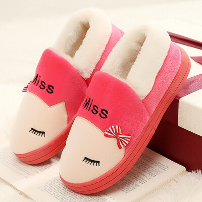 

Fun justfunny cat couple lovers shoes fashion cute home cotton slippers all-inclusive warm plush boots red 38-39