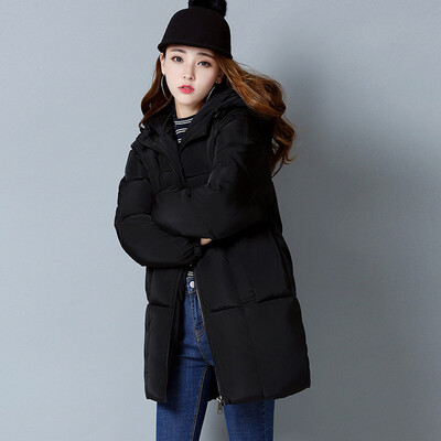 

City plus CITYPLUS 2017 winter new style women women casual thickening bread clothes cotton clothing large yards wild long paragraph down jacket cotton CWMF179757 black L