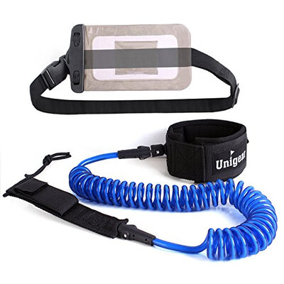 

Premium 10 SUP Leash Coiled Paddle Board Leash 11 Colors with Waterproof Wallet for Standup Paddle&Surfboard Surfing