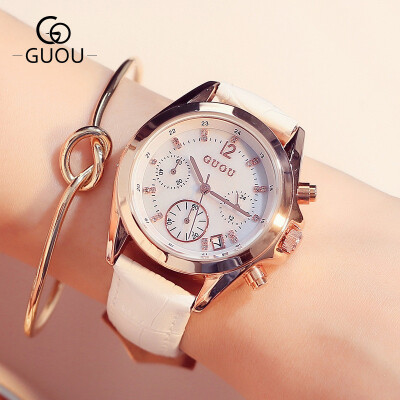 

GUOU Famous Women Quartz Wrist Watch Calendar Dress Watches Ladies Watch Female Clock