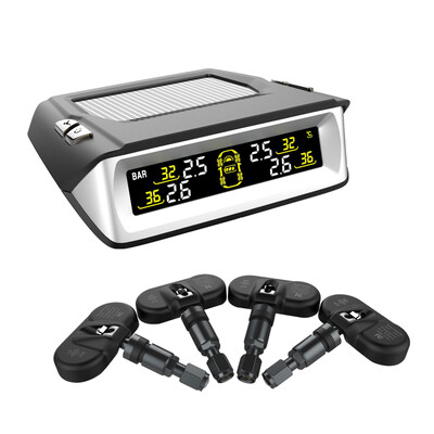

LACHI Automotive wireless monitor Smart Car TPMS Tyre Pressure Monitoring System Solar Power charging Digital Display Auto Security Alarm Systems color screen