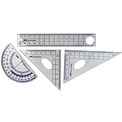 

Deli 9597 4-Piece Geometry Set Ruler 2 Set Squares Protractor