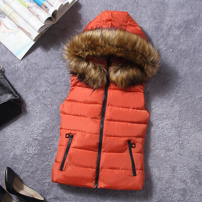 

2017 Brand Winter Vest Women Jacket Coat Down Cotton Casual Hooded Women's Fur Vests waistcoat Female vestidos Large size cloth