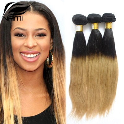 

Nami Hair 3 Bundles Brazilian Ombre T1B/27 Human Hair Straight Weaves Two Tone Color 12"-26" Human Hair Extension