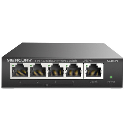

Mercury MERCURY SG105PL 5-port Gigabit 4-port PoE power supply switch enterprise engineering monitoring network splitter