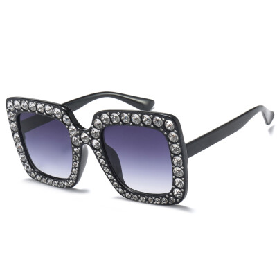 

Peekaboo rhinestone sun glasses for women luxury brand black pink oversized sunglasses square frame big uv400