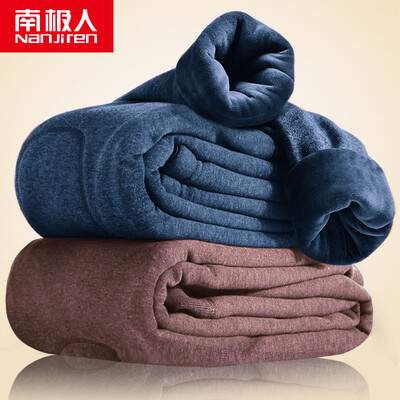 

Antarctic Nanjiren warm pants mens color spinning wool double knee pads patch plus velvet thickening leggings single piece long pants slim trousers men Tibetan blue