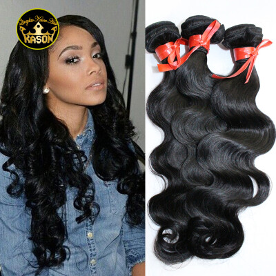 

Kason Malaysian Virgin Human Hair Bundles Garde 8A 3Pieces Body Wave Human Hair Weave Natural Black No Tangle No Shedding