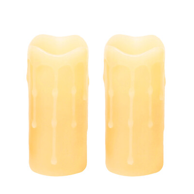 

2pcs Led Candles,Home Impressions Melted Dripping Flameless Votive Pillar With Timer,Battery Operated,Home Decoration