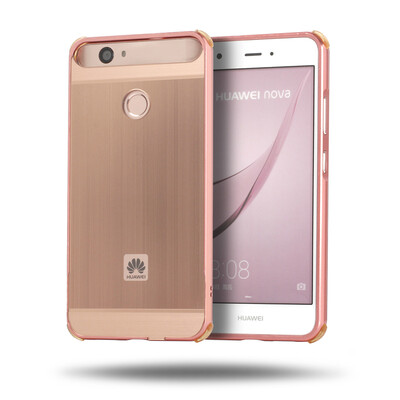 

Роскошный чехол для Huawei nova Алюминиевый бампер + акриловая панель Back Glossy Business Cover для Huawei nova