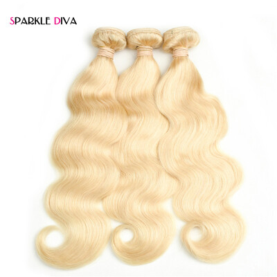 

Sparkle Diva Hair Brazilian Blonde Body wave 100% Human Hair Thick 3 Bundles Weaving #613 Remy Hair Free Shipping