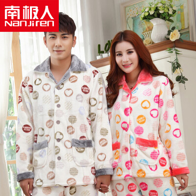 

Nanjiren men&women home pajamas flannel pajamas long sleeve coral cashmere