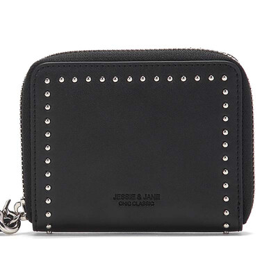 

JESSIE&JANE&Jane Womens Bag Wallet 5155 Leather Simple Fashion Lady Mini Clutch Black