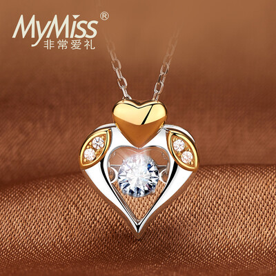

MyMiss925 Silver Platinum Platinum Necklace Inlay Swarovski Zircon Love Silver