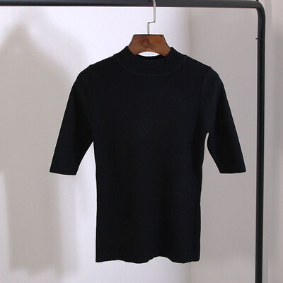 

Women Middle Sleeves Sweaters Slim Warm Bottoming Sweater Knitted Pullover