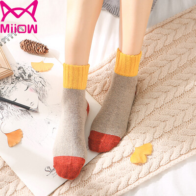 

Cat people MiiOW 5 pairs ladies socks women autumn&winter thickening warm rabbit wool socks solid color stripes in the tube female socks uniform