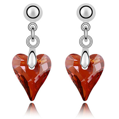 

Heart Earring For Women Silver Color Drop Earrings Austrian Crystal Gift Bride Wedding Jewelry 4852