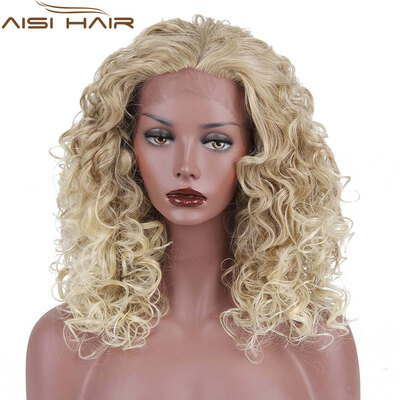 

AISI HAIR Synthetic Lace Front Wigs for African American Black Women Long Blonde Afro Kinky Curly Hair