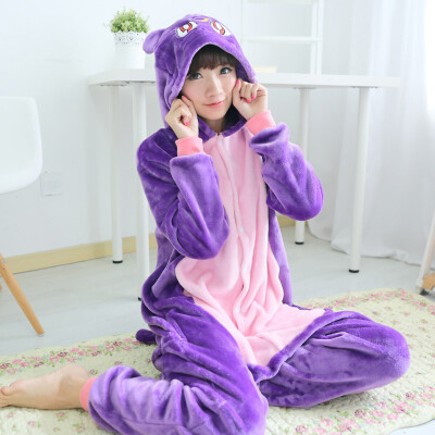 

Adult Popular One-piece Thickened Paternity Flannel Nightgown Cartoon Animal Siamese Pajamas Couples Home Clothes Jumpsuit