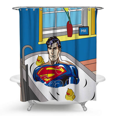 

Super Men Bathroom Shower Curtain Set with Hooks