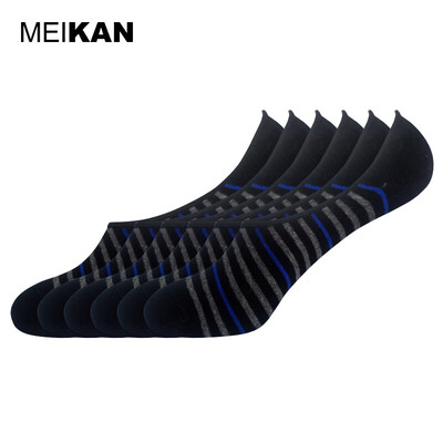 

MEIKAN 6Pairs Men Boat Socks Bamboo Fiber Running Cycling Socks Stripe Invisible Bike Meias Homens Brand Boat Slipper Socks