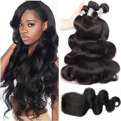 

Brazilian Body Wave With Closure Brazilian Virgin Hair 3 Bundles With Closure Queen Hair Lace Closure Human Brazilian Closure