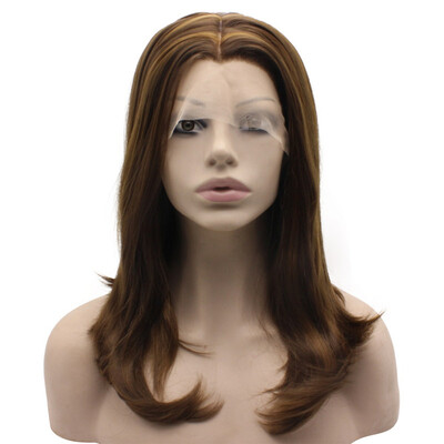 

Iwona Synthetic Hair Lace Front Should Straight Brown Hightlight Wig