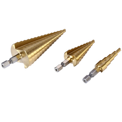 

3pcs HSS 6541 Step Cone Titanium Coated Step Drill Bit