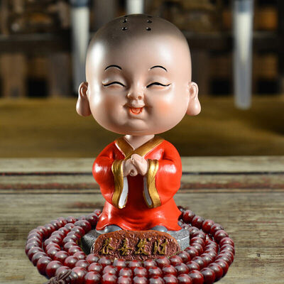 

Guangshunfa creative car decoration car decoration office decoration car ornaments shaking head small monk car ornaments cartoon car decoration products wish to become