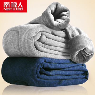 

Antarctic Nanjiren warm pants mens color spinning wool double knee pads patch plus velvet thickening leggings single piece long pants slim trousers men Tibetan blue