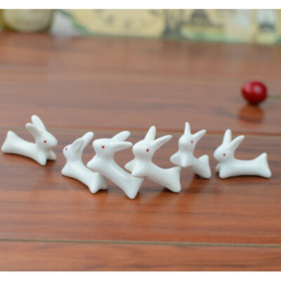 

10 Pcs Set Cute Rabbit Ceramic Chopsticks Rest Rack