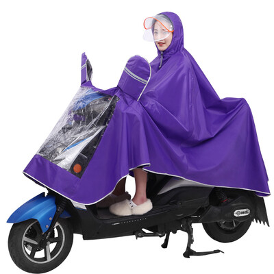 

Super Hui electric car single raincoat for men&women large mask poncho detachable double cap frog mirror raincoat jujube red