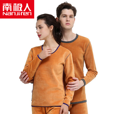

Antarctic thermal underwear men and women cotton thickening plus cashmere thermal underwear youth middle-aged underwear suit N624D10021 / 10022 female black L