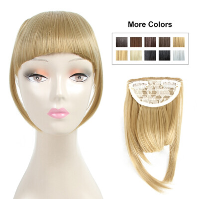 

Fashion Clip On Bangs Brown Fringe Hair Extensions Synthetic Hairpieces Clips in Hair Bang False Short Flat Bangs Two Side
