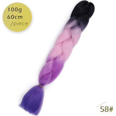 

AISI HAIR 100g/pcs 24inch Kanekalon Jumbo Braids Hair Ombre Two Tone Colored Synthetic Hair for Dolls Crochet Hair