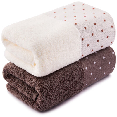 

Sanli cotton satin wave point towel 2 loaded 34 × 72cm soft absorbent face towel 100g / Teddy brown + alpaca white