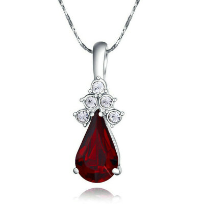 

Yoursfs® 18K White Gold Plated Single Crystal Drop Necklace Use Red Austrian Crystal Fashion Necklace