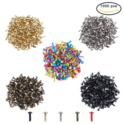 

PH PANDAHALL 1000pcs Round Paper Fasteners Mini Metal Brads for Crafts Making DIY