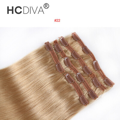 

HCDIVA Человеческие волосы 18 дюймов (45 см) Длинные прямые женские зажимы для наращивания волос 100 г / Пакет, 7 шт / комплект 5