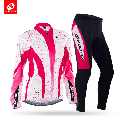 

NUCKILY Winter Womens Bike Wear Long Sleeves Fleece Thermal Sublimation Cycling Jersey Suit