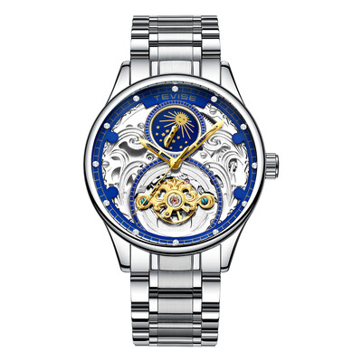 

TEVISE T820A Business Men Automatic Mechanical Watch Moon Phase Time Display Fashion Casual Stainless Steel Strap 3ATM Waterproof