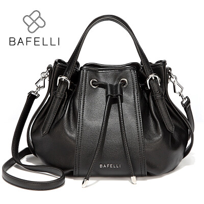 

BAFELLI autumn and winter new arrival genuine leather handbag vintage pumpkin bag panelled half moon shoulder bag women bag